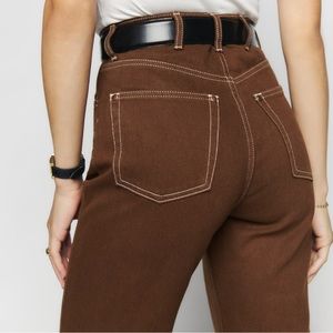 •• Reformation •• Cowboy High Rise Straight Jeans in Chocolate